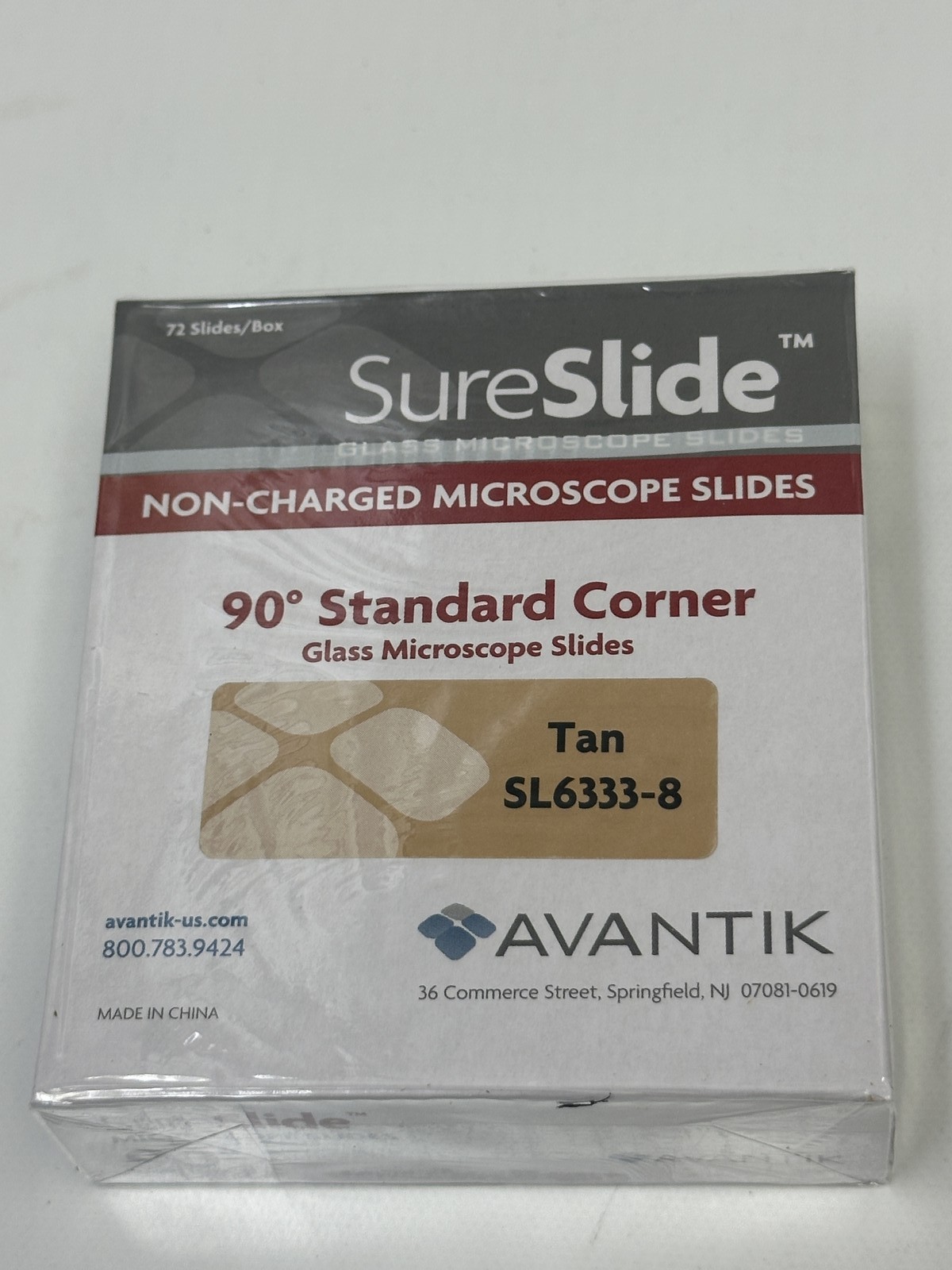 SureSlide Avantik SL6333-8  Non-Charged Glass Microscope Slides 90° Standard