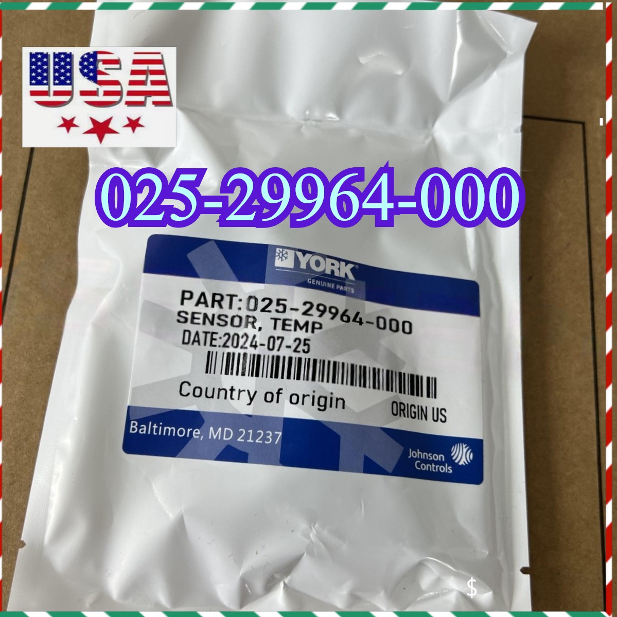 025-29964-000 YORK Water Temperature Sensor Probe Chiller HVAC OEM US Stock
