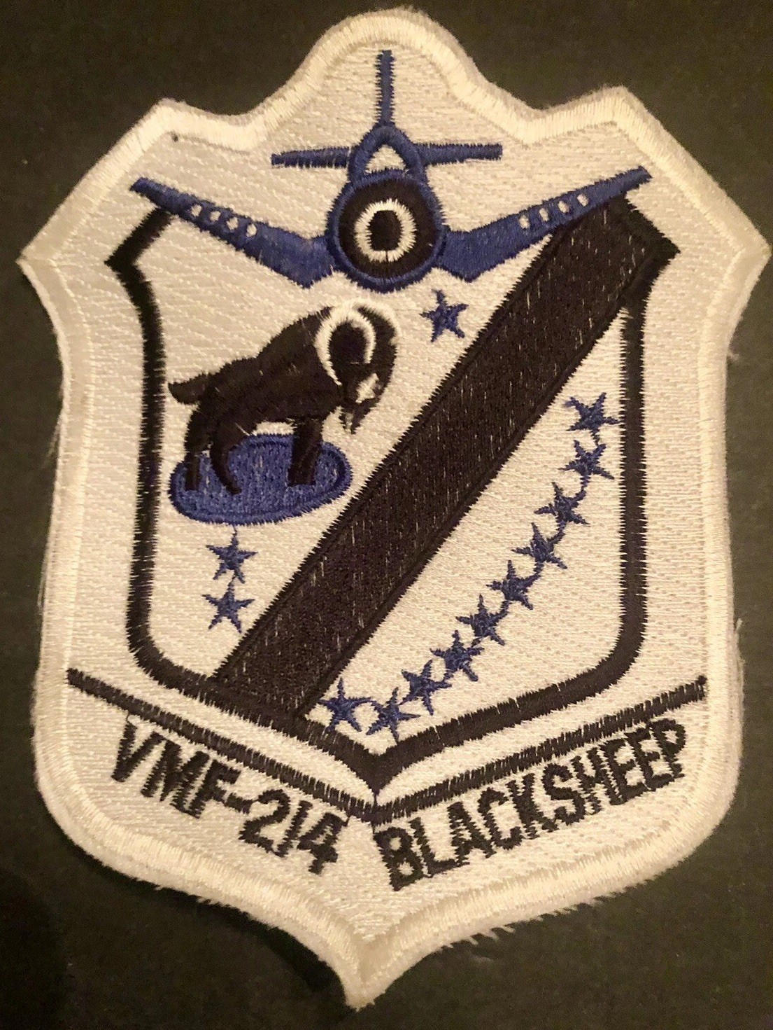 BLACK SHEEP MARINE CORPS VMA-214 EMBROIDERED 5"  PATCH USMC White Border