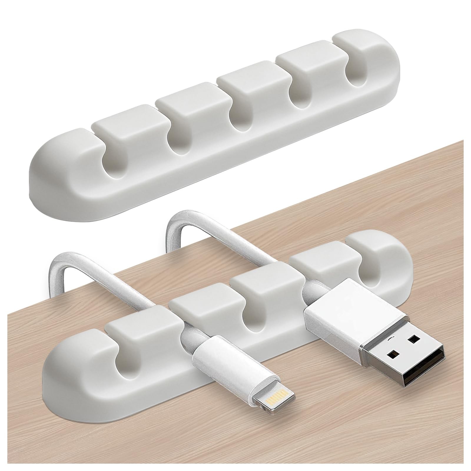 2 Packs Cable Clips, Organizers for Cords, White 2 Pack