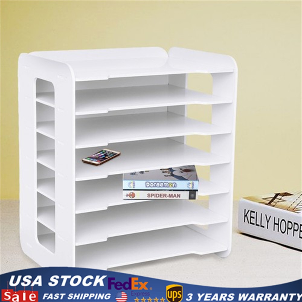 7 Tier Desktop Organizer Paper File Holder Document Storage Rack Office Home NEW