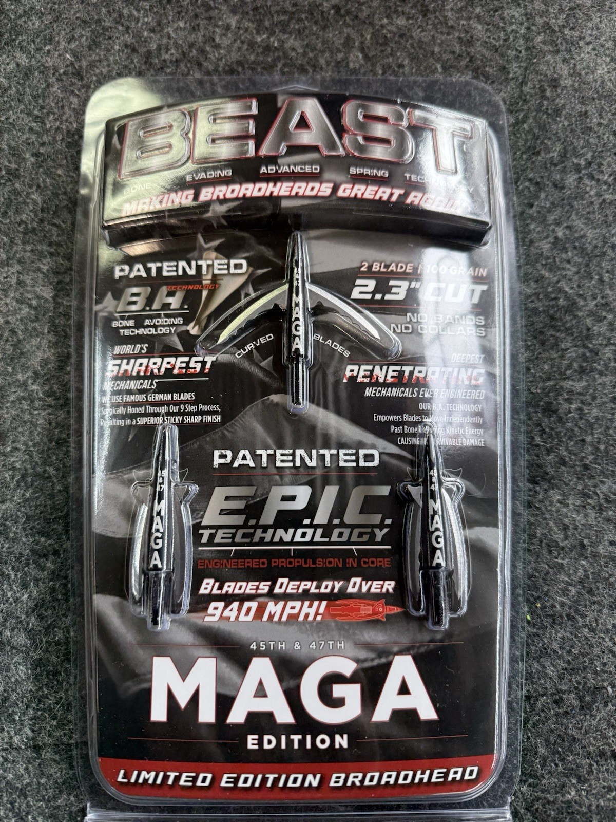 Beast Broadheads Special Edition MAGA 2 Blade 100gr 2.3” Cut 3 Pack BRAND NEW
