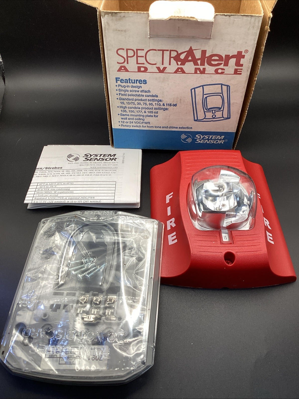 Spectra Alert Advance SR Strobe STD CD Red New Open Box
