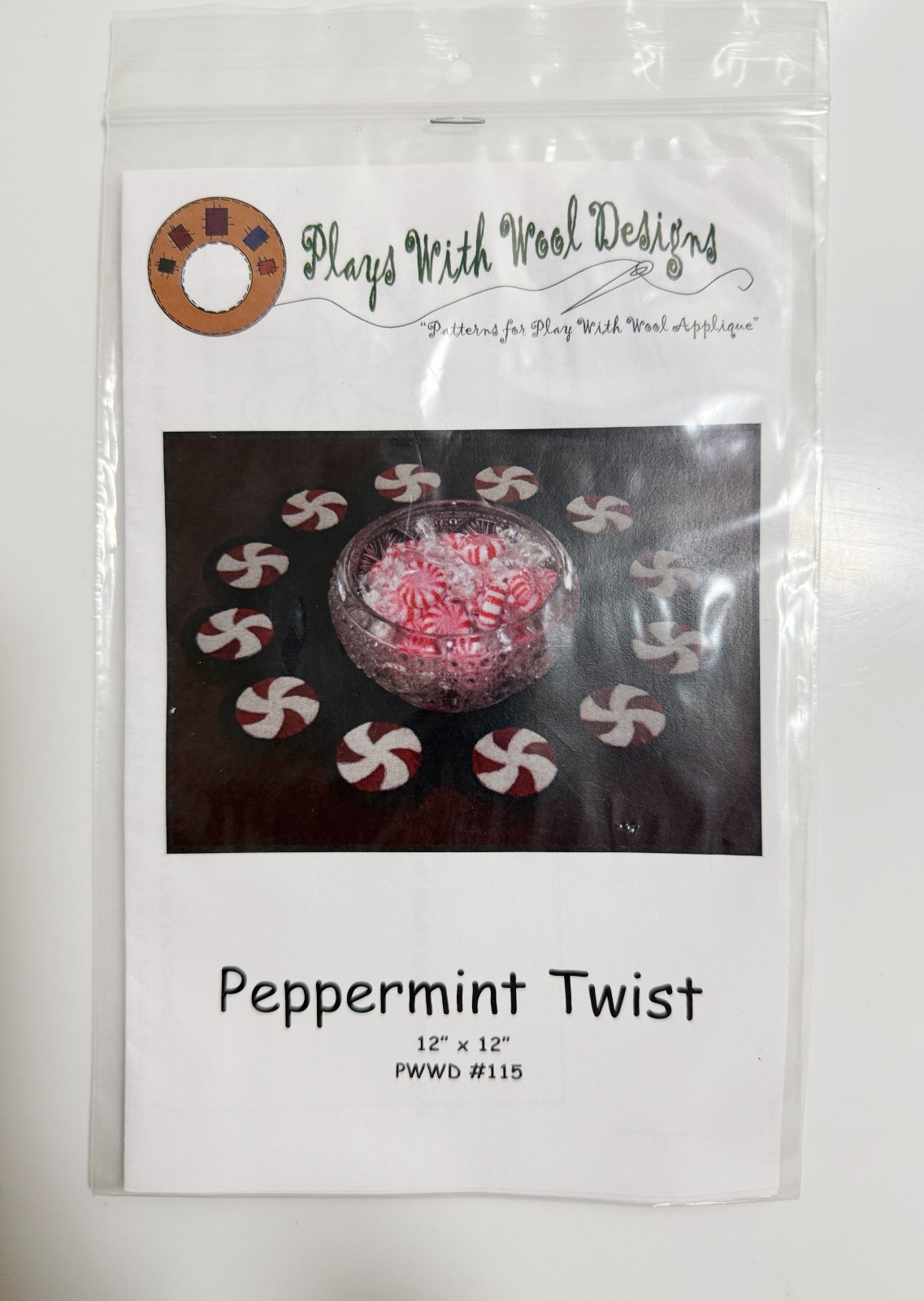 Peppermint Twist 12" x 12" Pattern Plays With Wool Designs