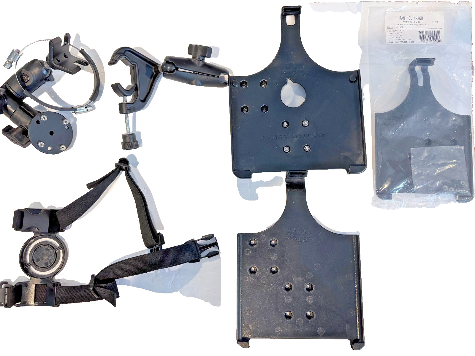 Complete Ram iPad mounting system for aviation, includes tube & v-block clamps