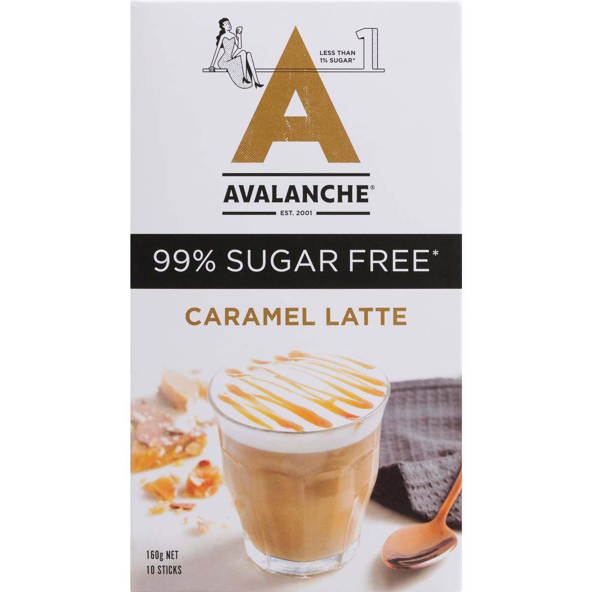 Avalanche Sugar Free Coffee Caramel Latte Sachets 10 Pack