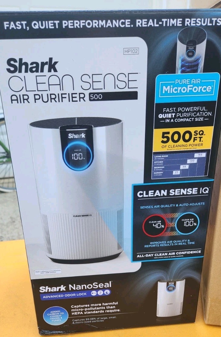 Shark HP102 Air Purifier with True HEPA Clean Sense IQ, Odor Lock - White NEW