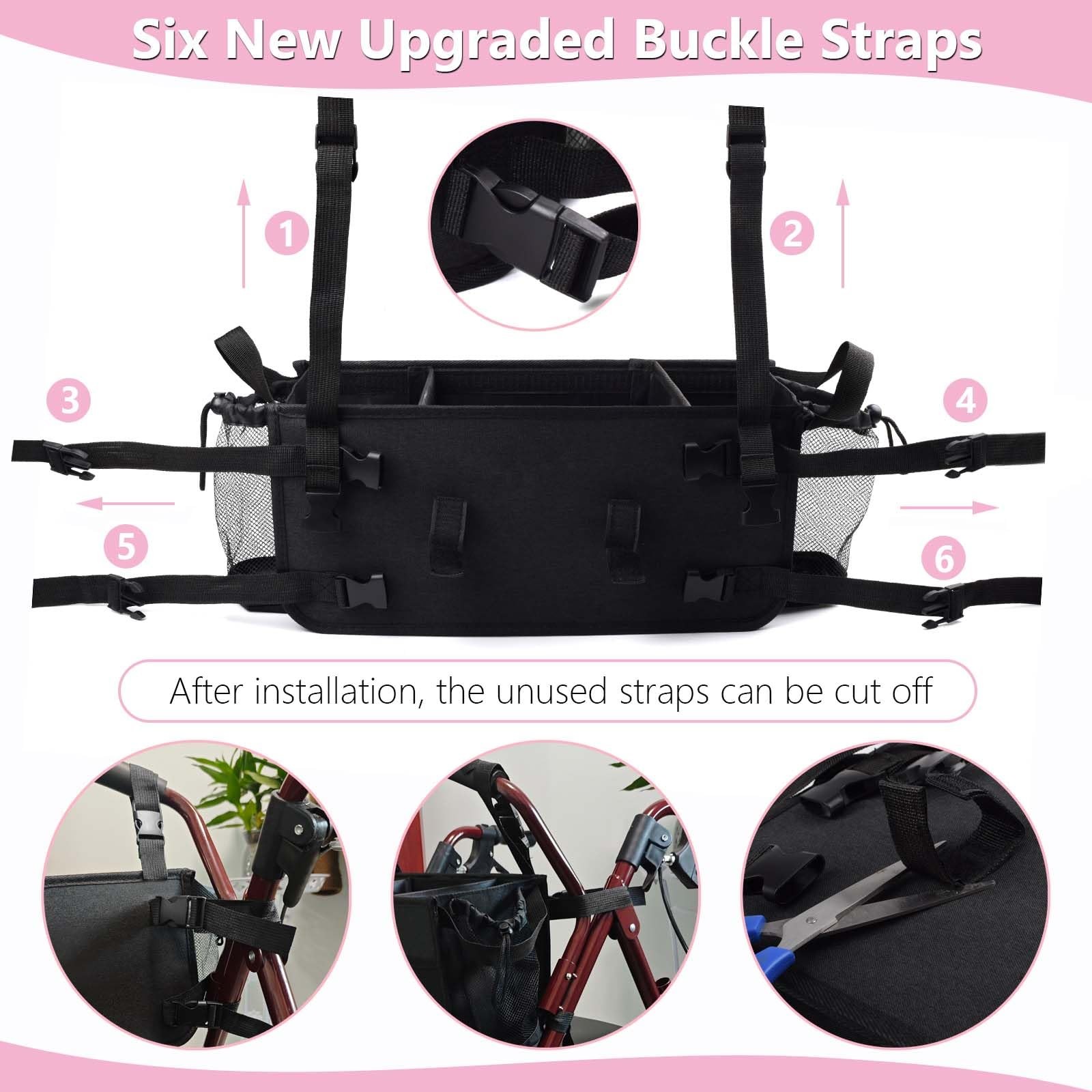 Upgraded Rollator Basket Foldable Rollator Walker Storage Bag with Cup Holder...