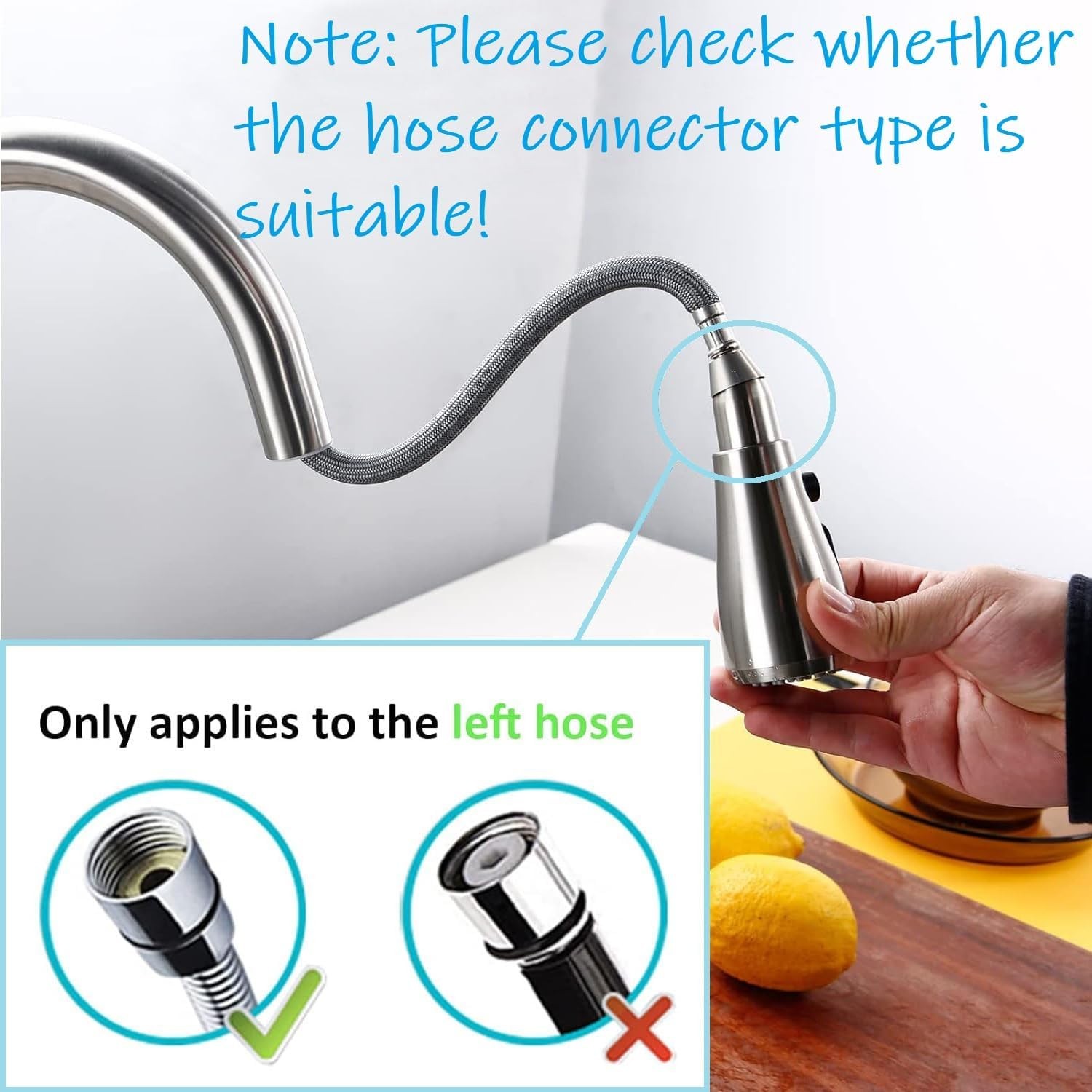 Pull Down Kitchen Faucet Sprayer Head Replacement Part Brushed Nickel Silver