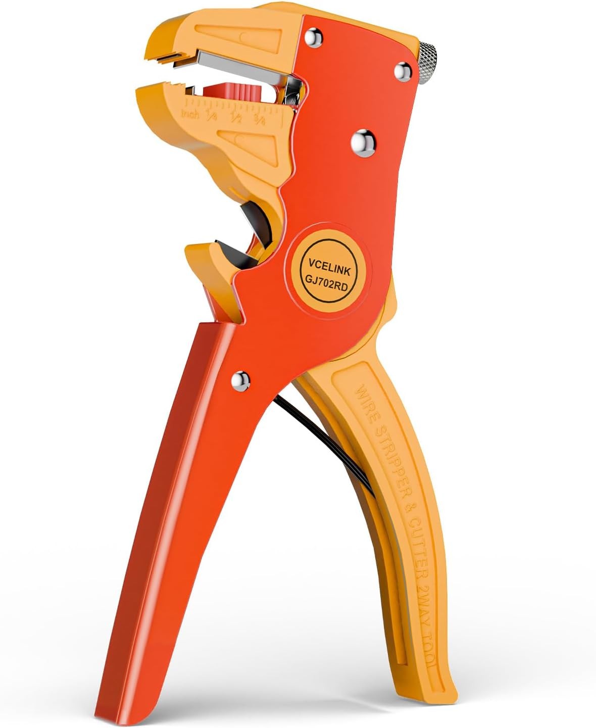 VCELINK 2-in-1 Adjustable Wire Stripper and Cutter Tool, Red Eagle Nose Pliers,