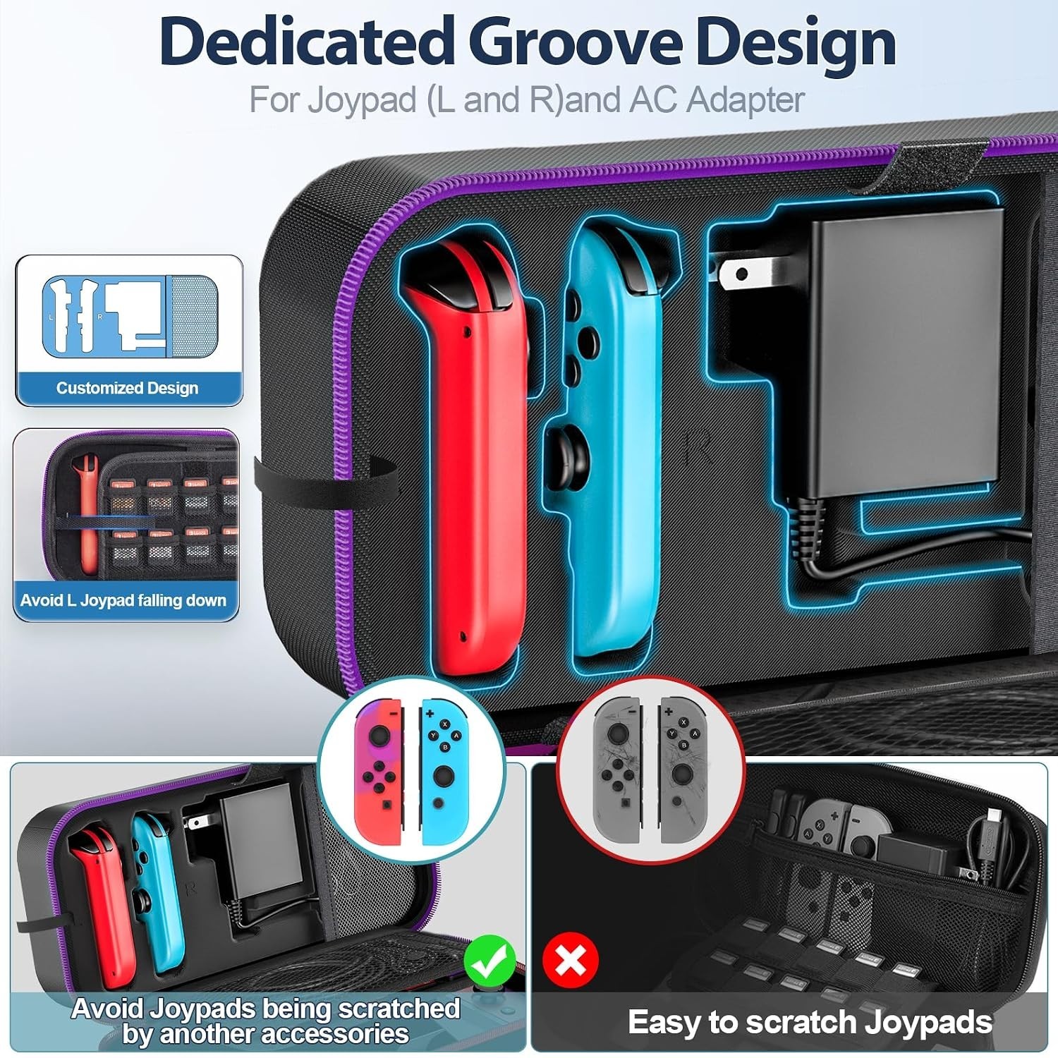 Carrying Case Compatible with Nintendo Switch/OLED - Fit for Joycon and AC Ad...