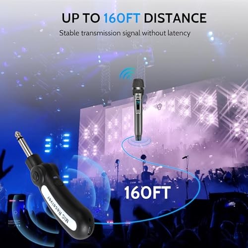 Wireless Karaoke Microphone, No Delay Handheld Microphone System 2 Microphone