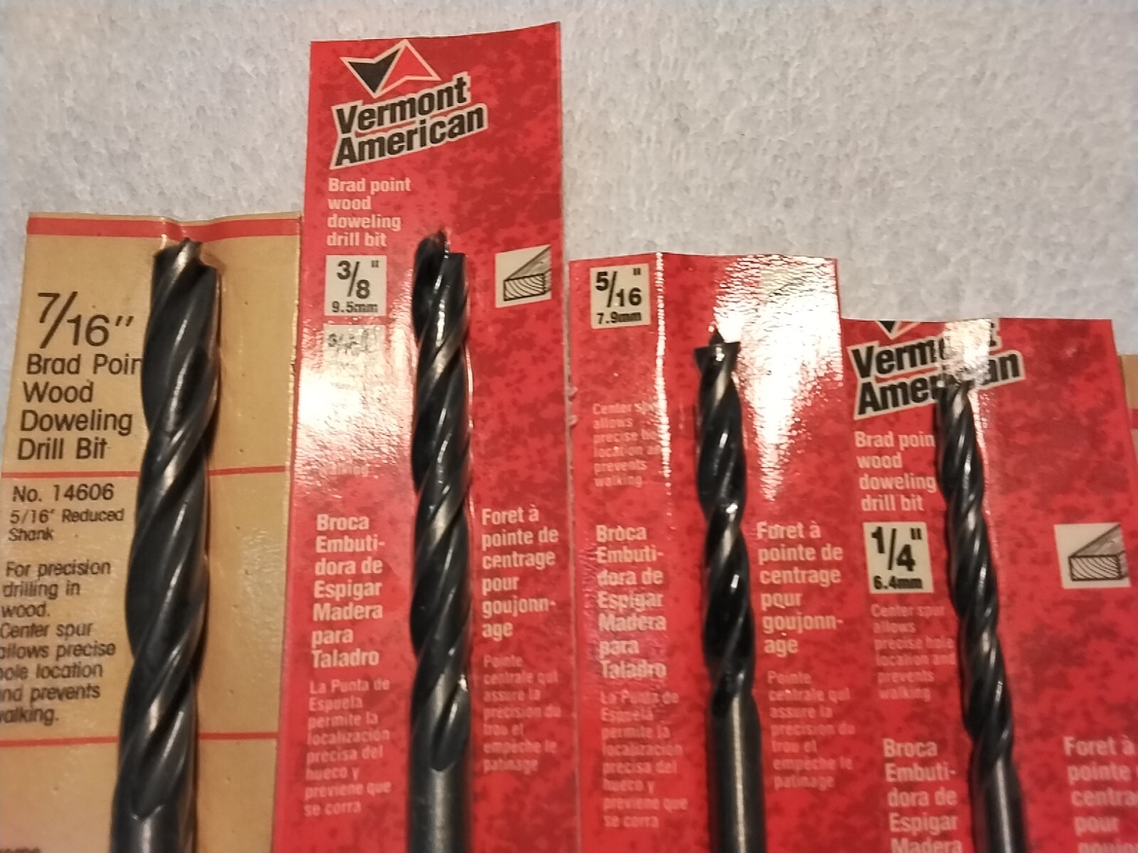 5 5PC AMERICAN VERMONT BRAD POINT WOOD DRILL BIT SET