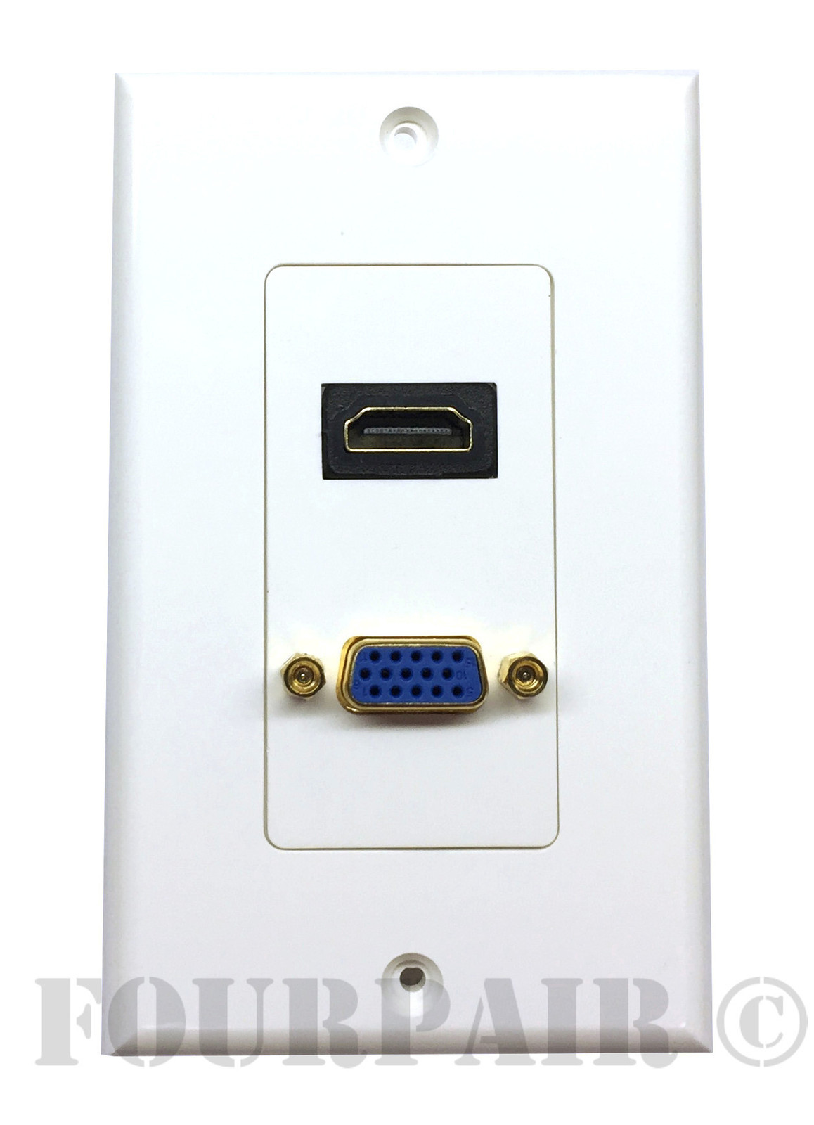 HDMI + VGA Video Combo Media Wall Face Plate RGB Outlet Jack HDTV NEW - White