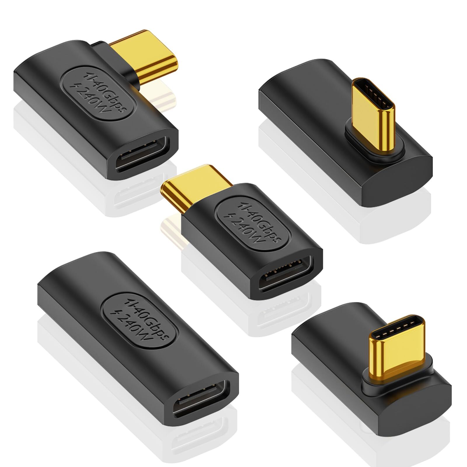240W USB C Adapter 40Gbps USB 4.0 Type C 90° Right Angle Thunderbolt 5-Pack