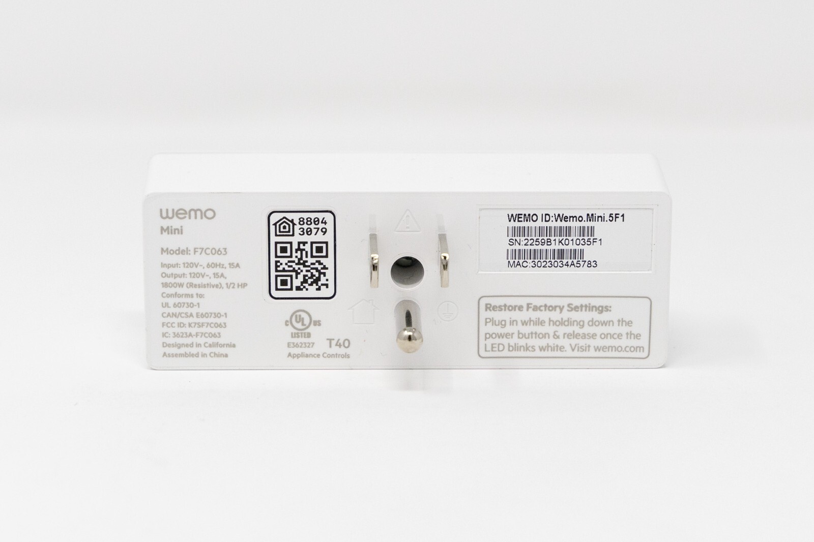 Belkin Wemo Mini Smart Plug (F7C063)