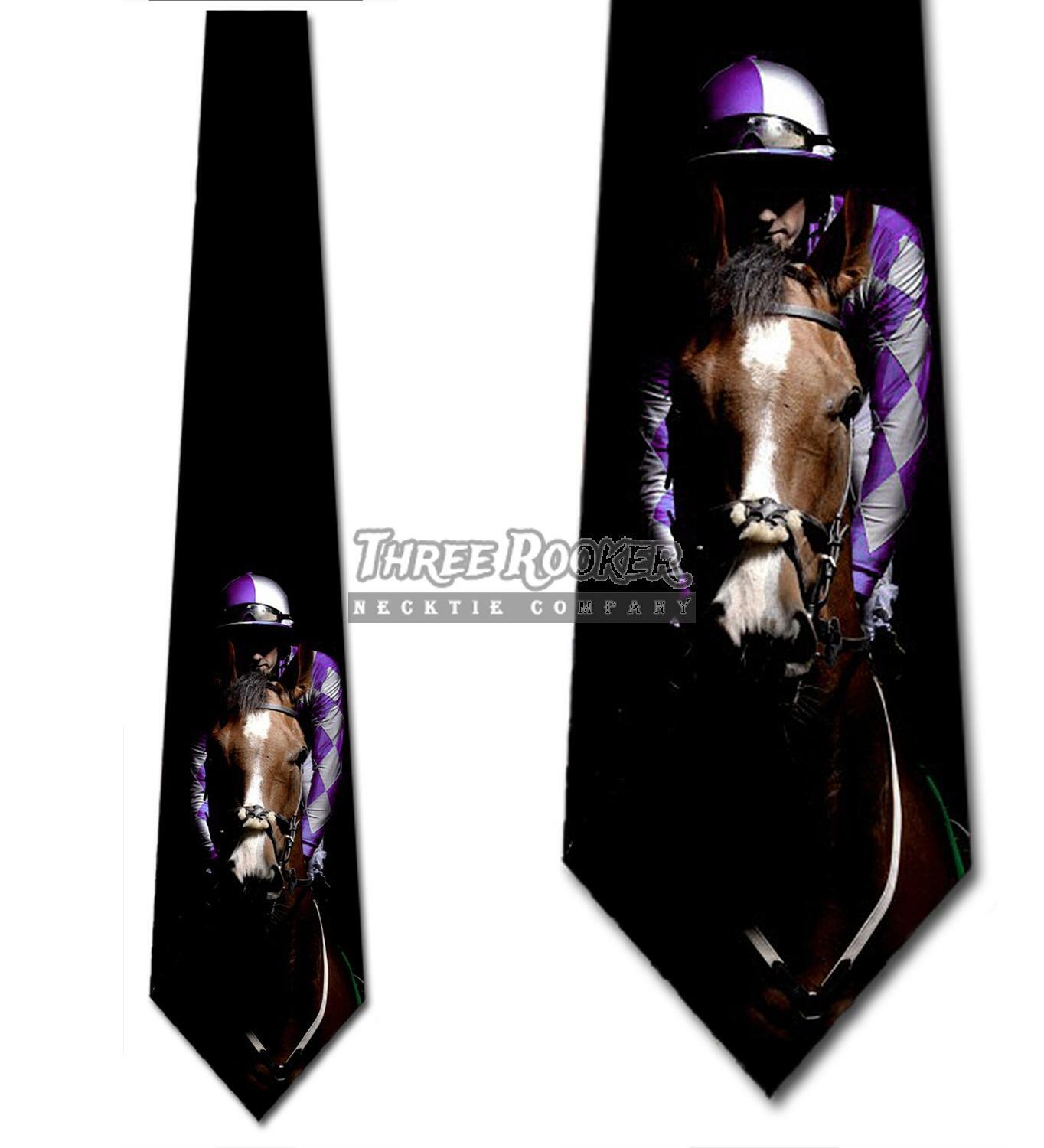 Horse and Jockey Purple Tie Men's Equestrian Neck Ties Racing Necktie New