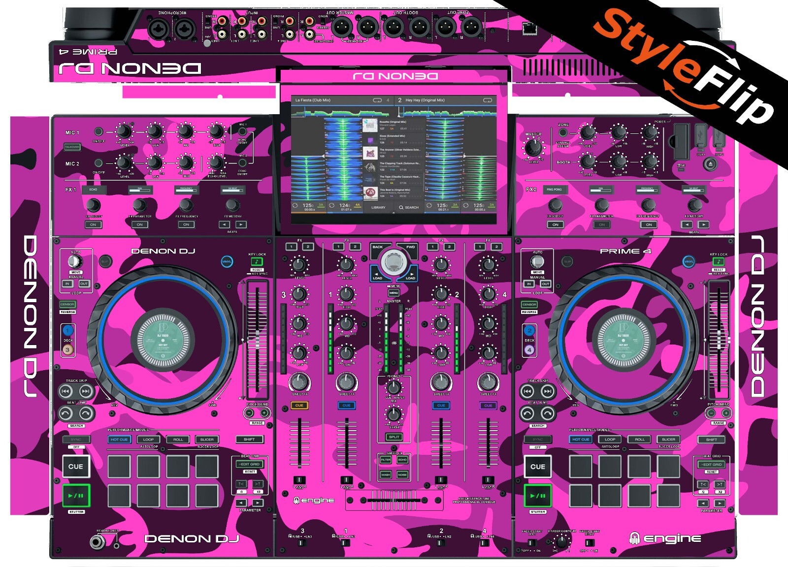 Denon Prime 4 Skin | Camo Pink | Protective Decal | StyleFlip Skins