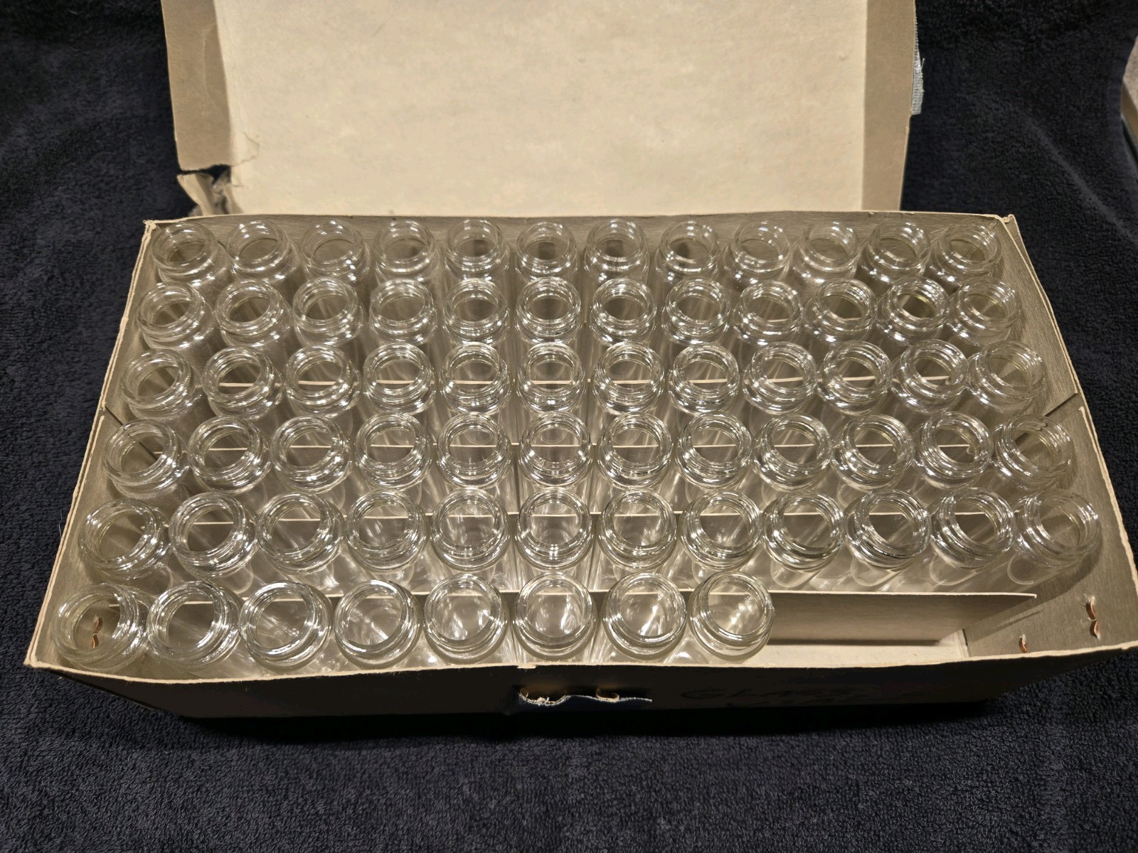 Lot Of 68 VINTAGE Clear Glass Vials With Screw-Cap Lids - 40 mL