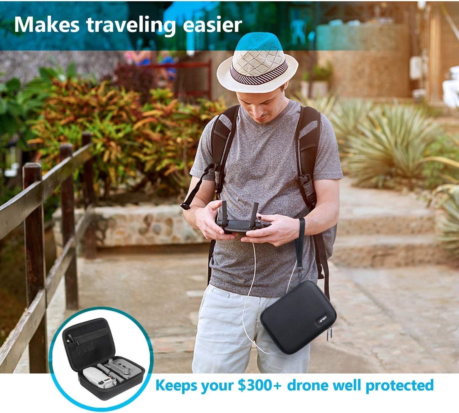 Durable Hard Shell Case for DJI Mavic Mini 2/SE with Carrying Strap & Organizers