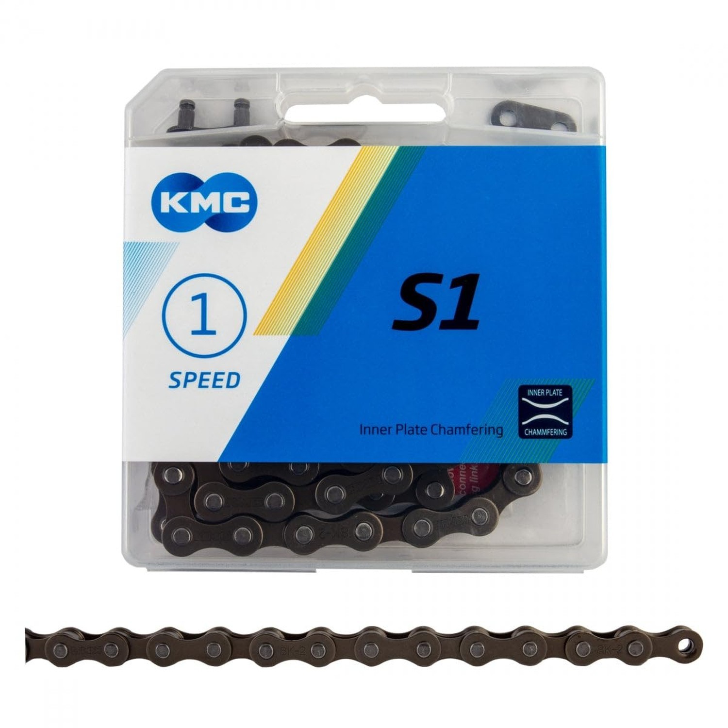 KMC, S1, Chain, Speed: 1, 1/8'', Links: 112, Brown, Black, One Size