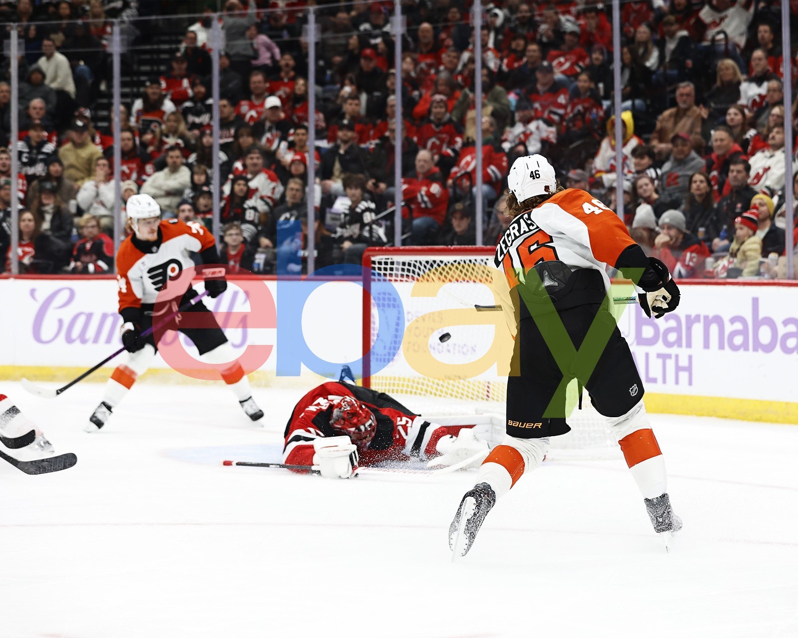 Trevor Zegras One Timer Goal Philadelphia Flyers 8x10 NHL Hockey Photo