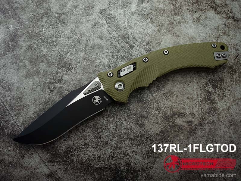 Microtech Amphibian RAM-LOK M390 Folding Knife, Green G-10