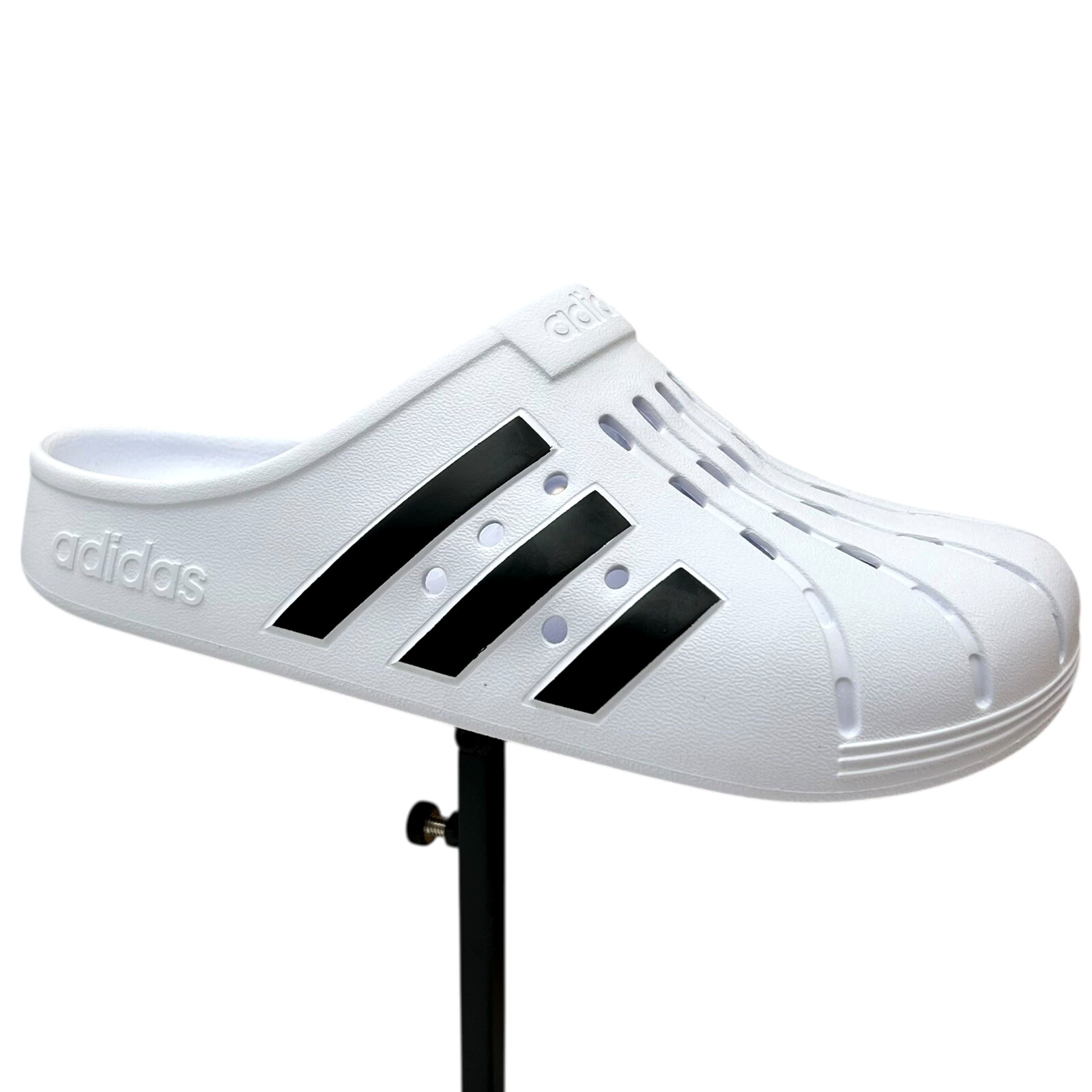Adidas Adilette Womens Slip on Clog Sz 8 White-Black Lightweight Water Friendly