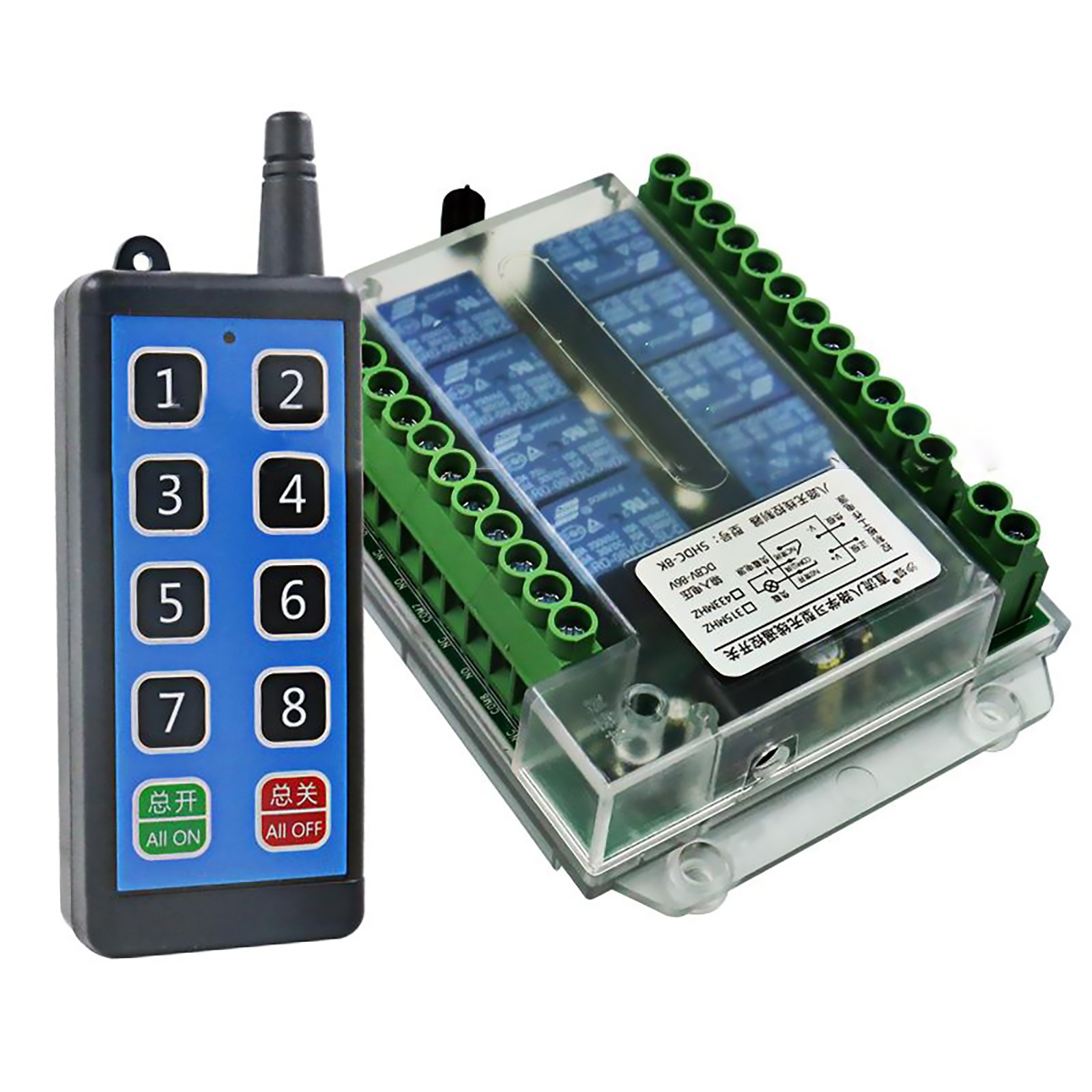 Wide Range of Use 8 Channel Wireless RF433MHz Remote Control Switch Relay Module