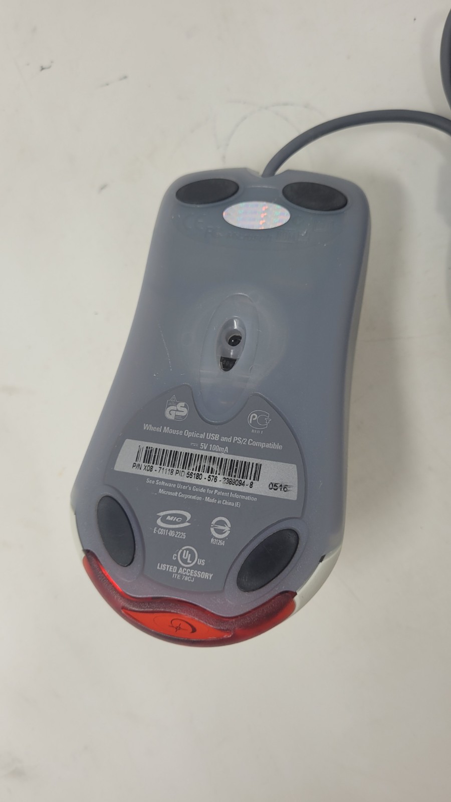 Microsoft Optical Wheel Mouse USB and PS/2 Compatible X08-71118 Works
