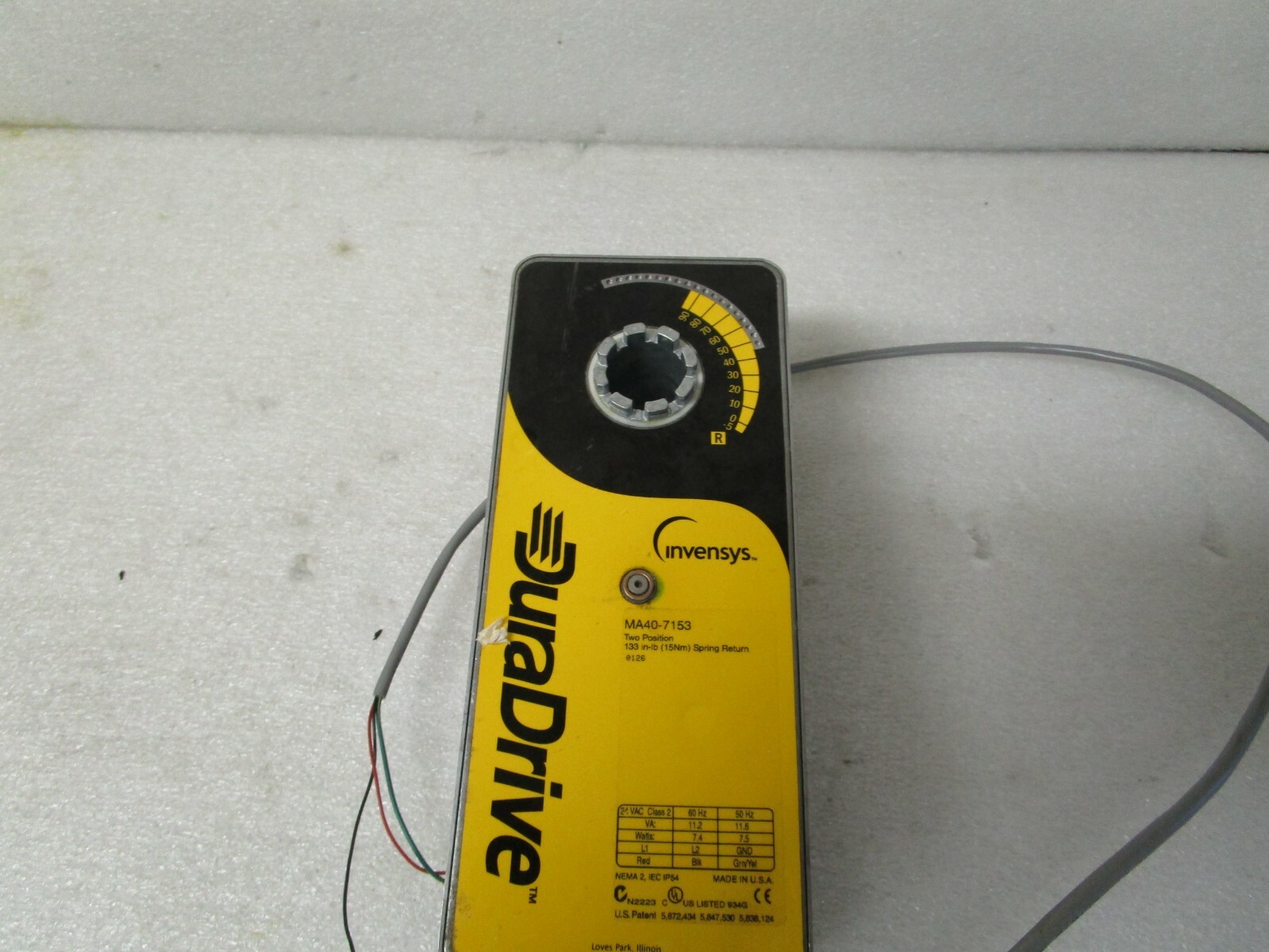 Schneider Invensys DuraDrive MA40-7153 Two Position Spring Return Actuator 24VAC
