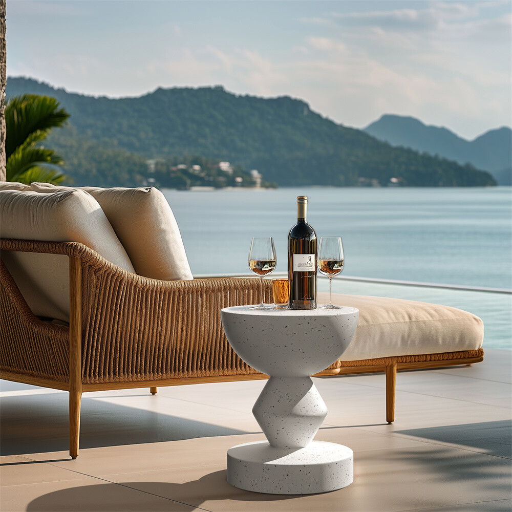 Concrete Side Table Modern End Table Compact Accent Table Indoor and Outdoor Use