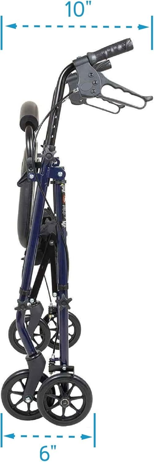 Padded Steel Rollator Walker for Seniors - 350 lbs Capacity, Height Adjustable