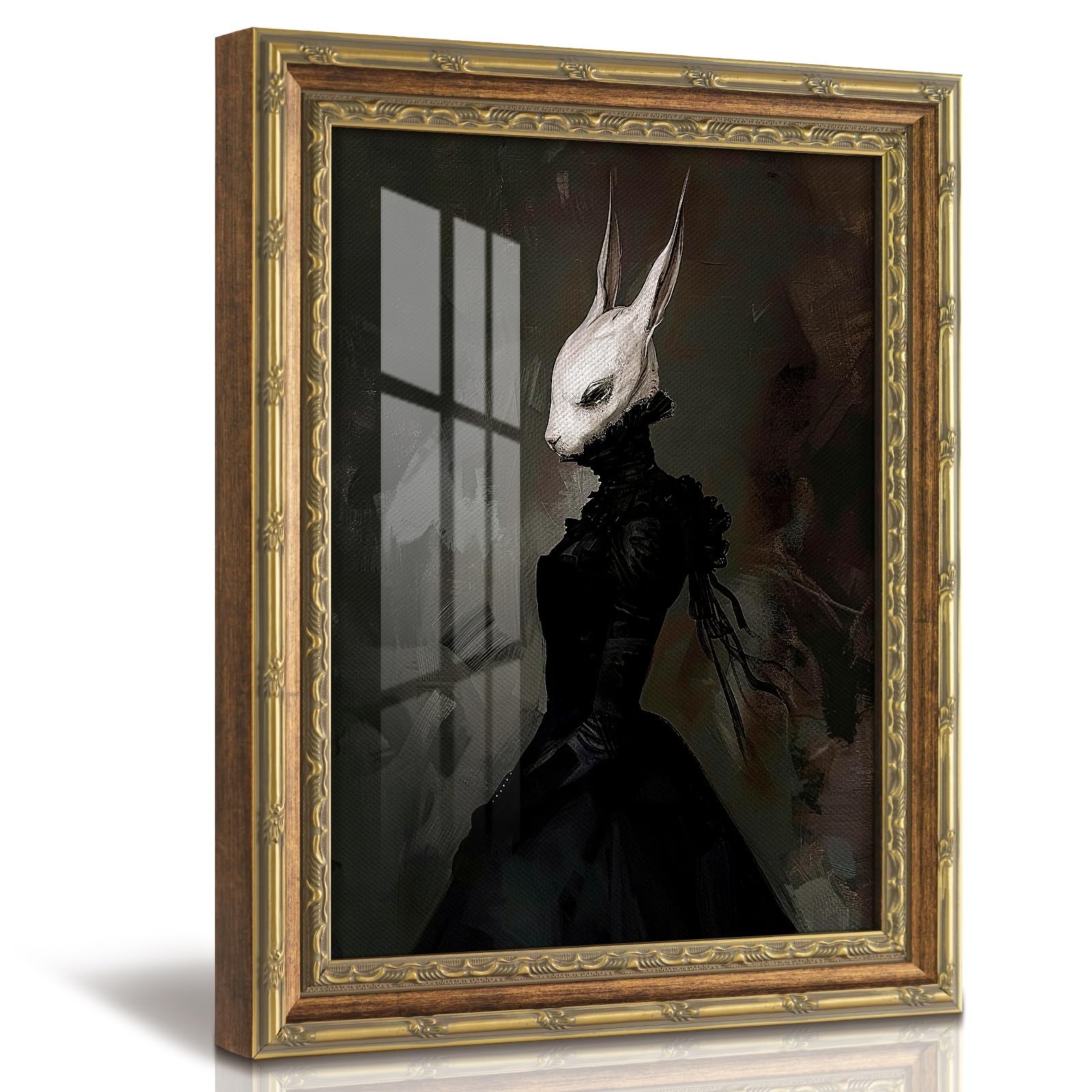 13x16 Inch Glass Gold Framed Wall 16"L x 13"W, Rabbit-faced Phantom