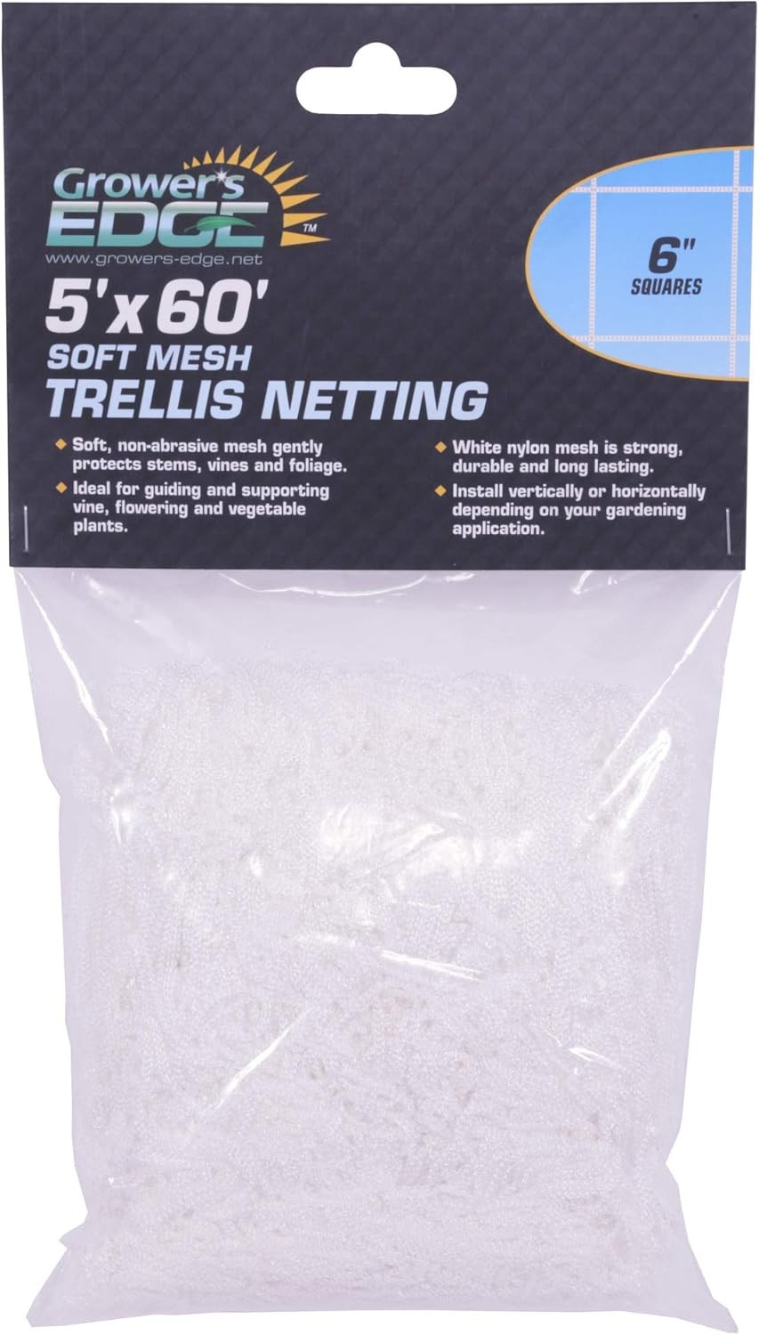 Grower's Edge Soft Mesh TRELLIS NETTING 5'x60' w/ 6" Squares