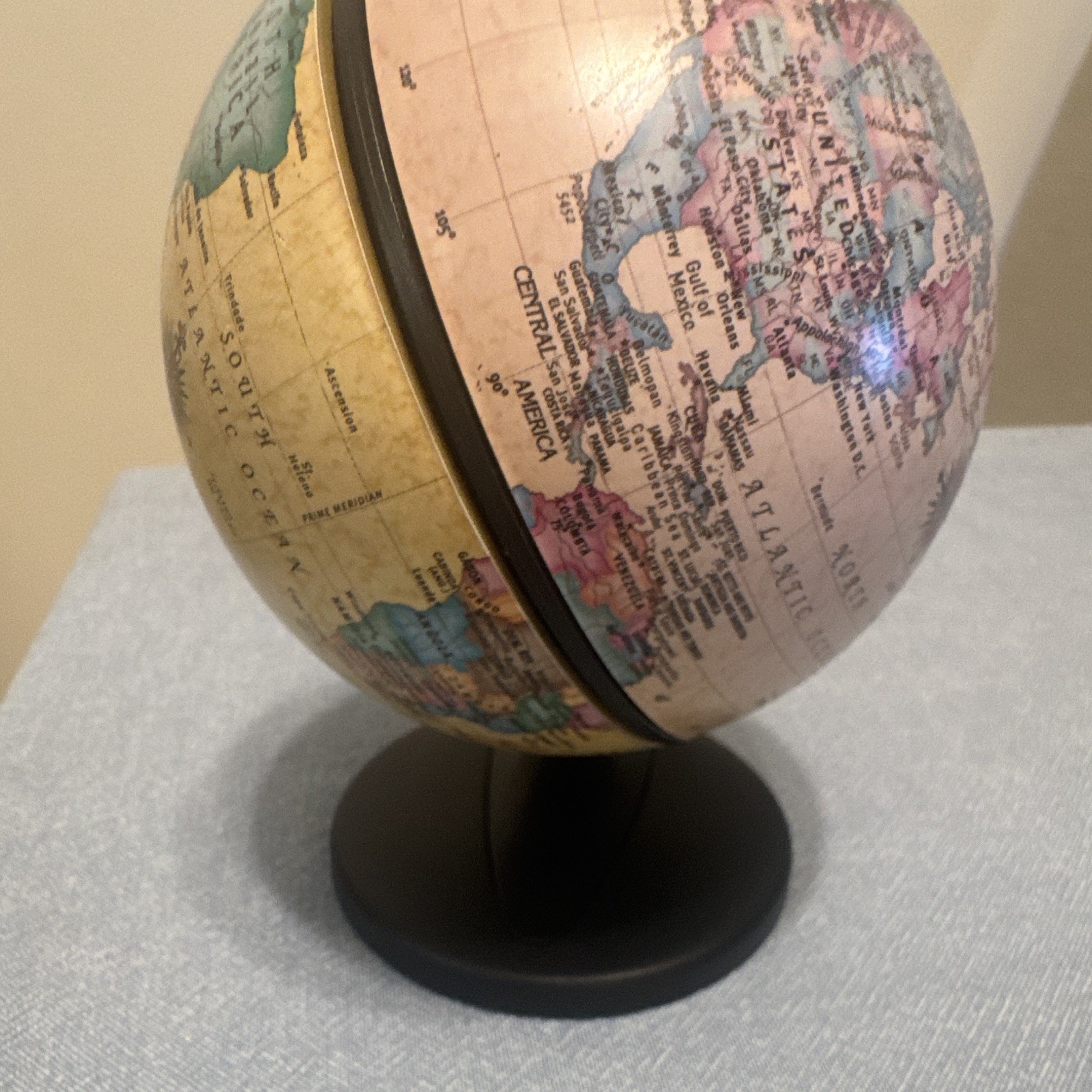 Small Antique Style Multicolor Tabletop Globe Plastic Rotating Matte Finish