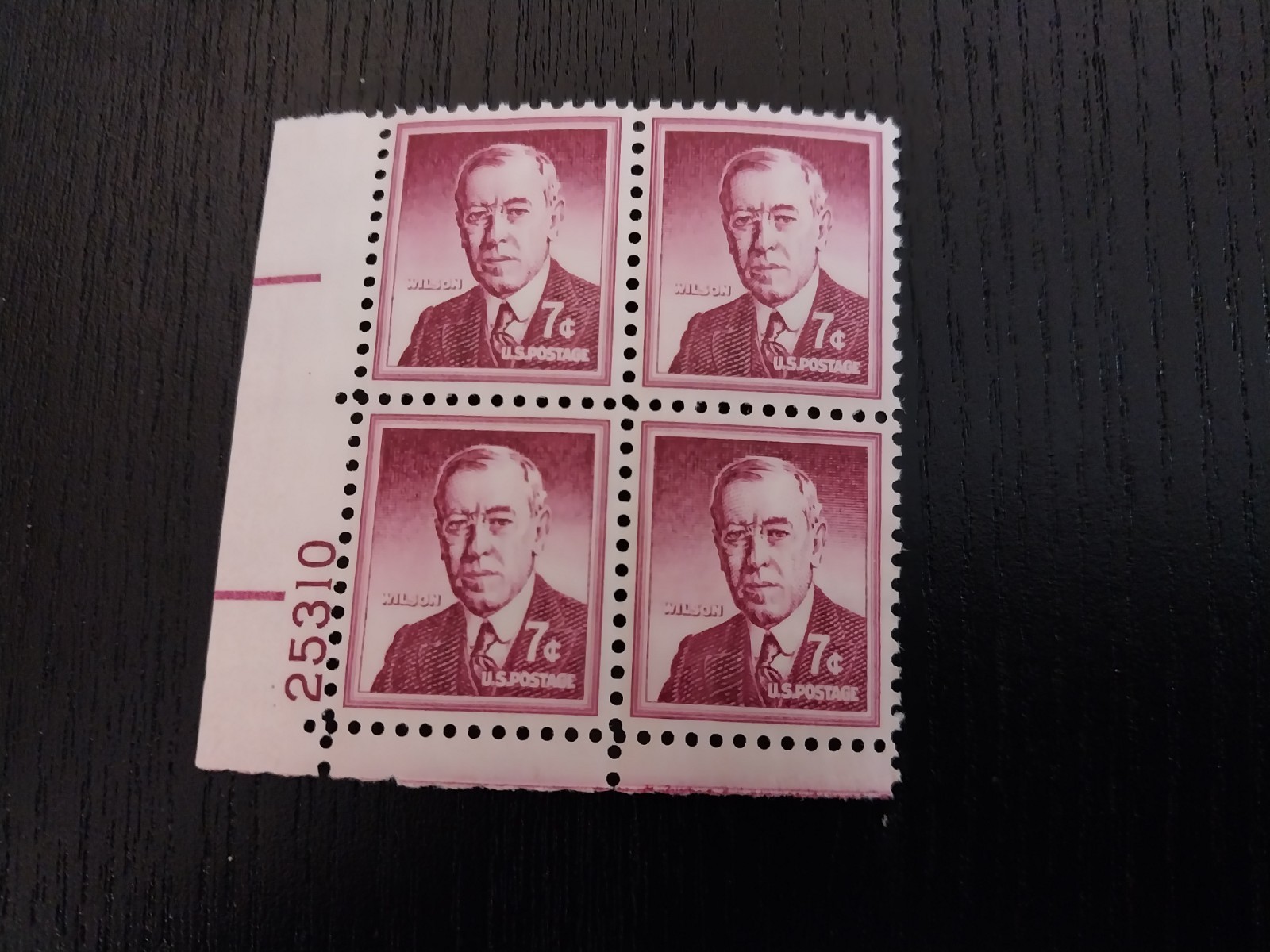 4 Stamps 7 Cents US Postage Wilson Unused
