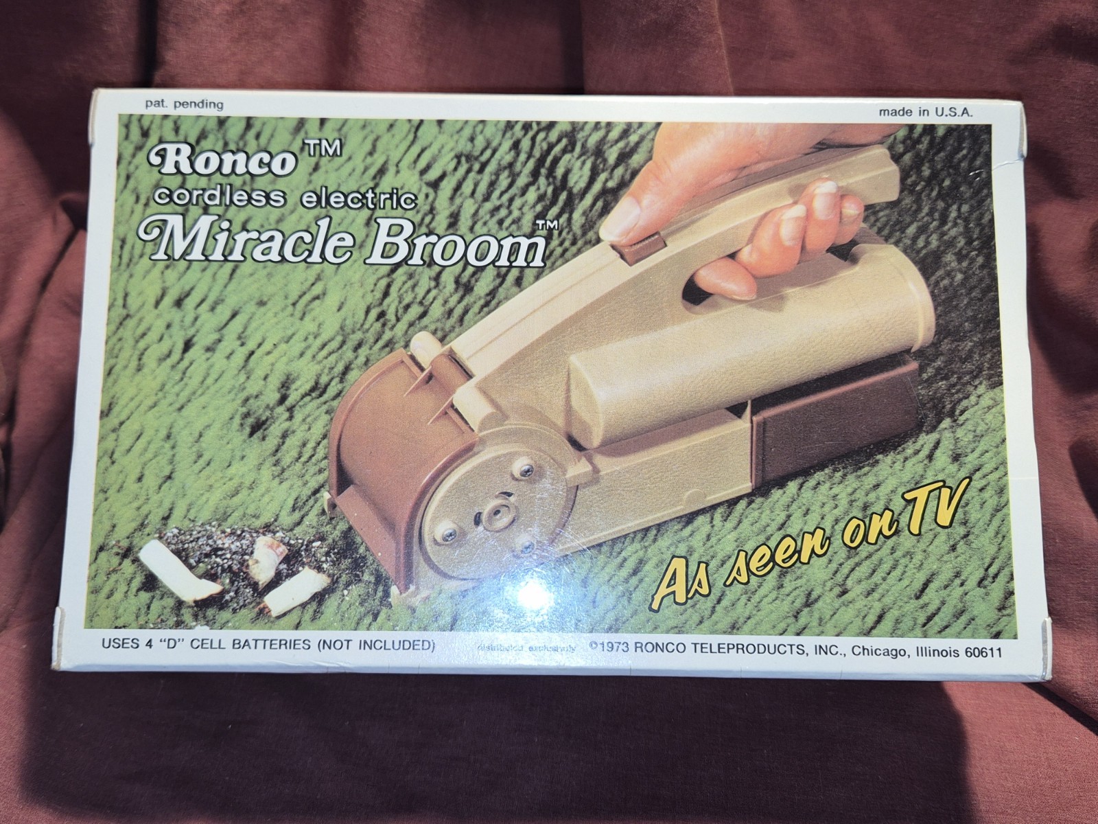 Vintage Old  1973 Ronco Cordless Electric Miracle Broom NIB Factory Sealed NOS