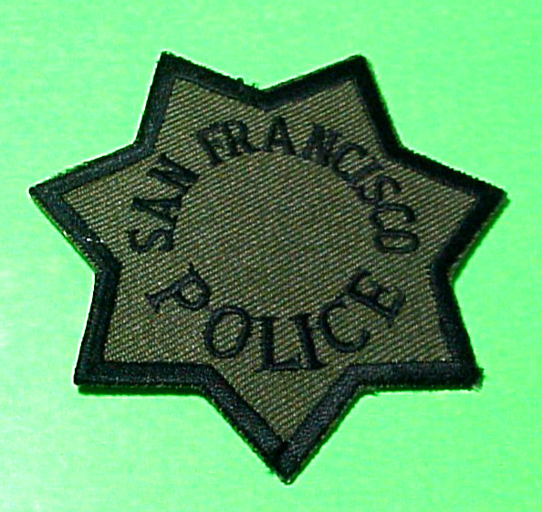 SAN FRANCISCO CALIFORNIA  2 3/4"  VINTAGE HAT / VEST  GREEN / BLACK POLICE PATCH