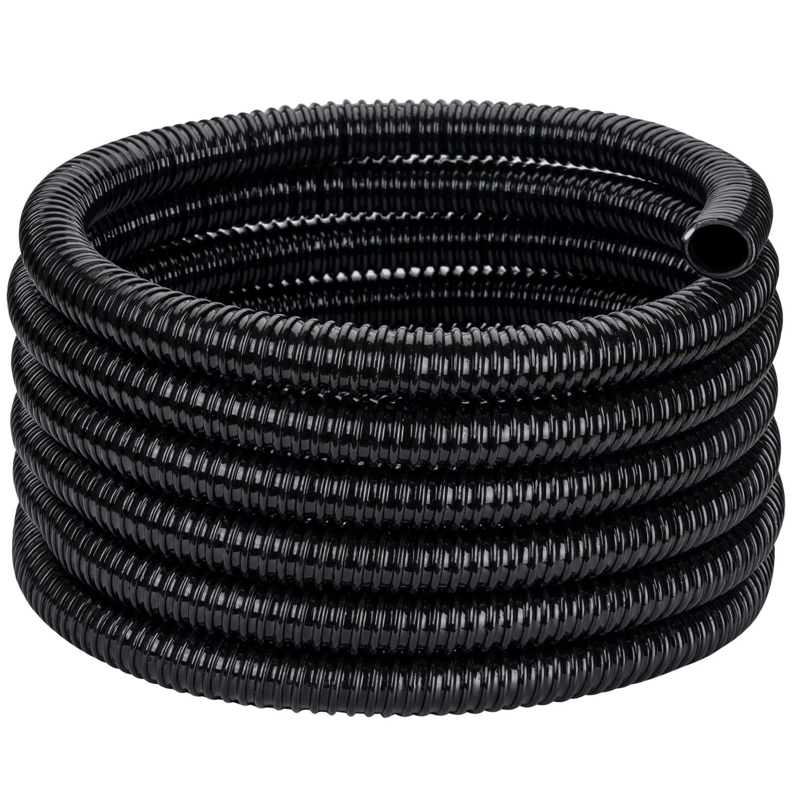 Pond Tubing ID 1” × 50ft Black Corrugated Flexible Reinforced 1" ID,
