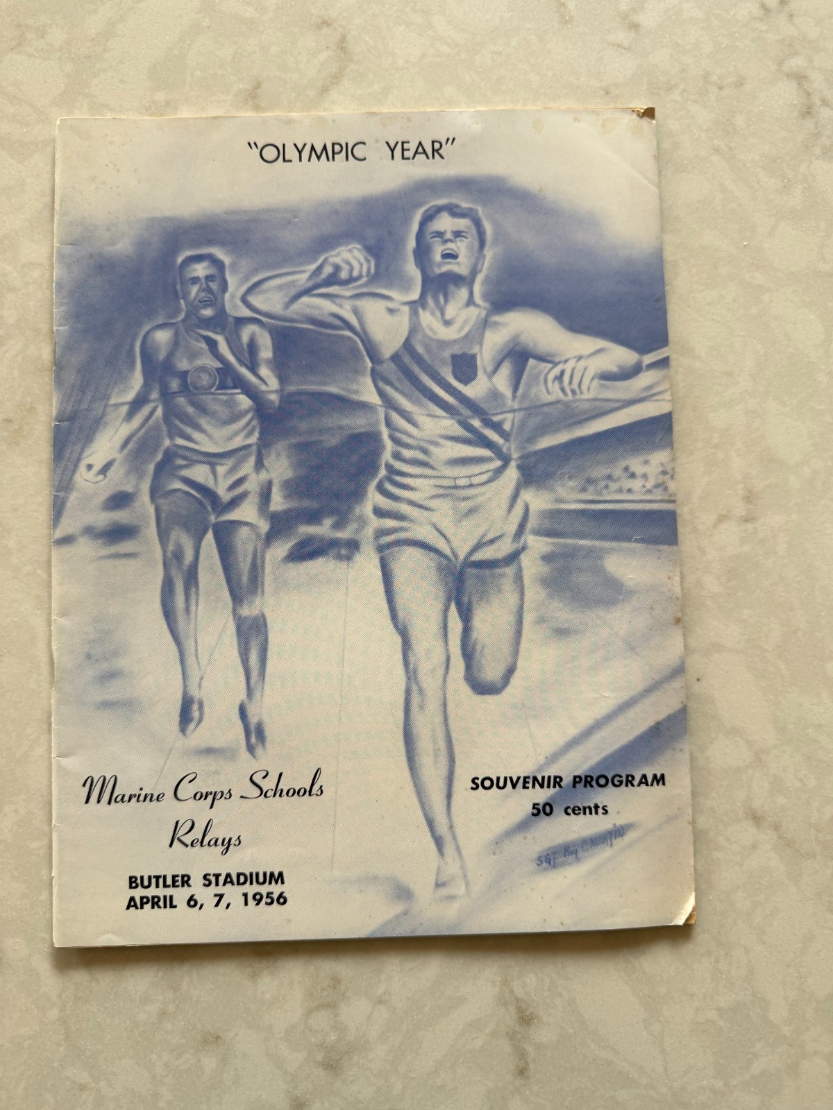 Marine Corps School Relays event program, April, 1956