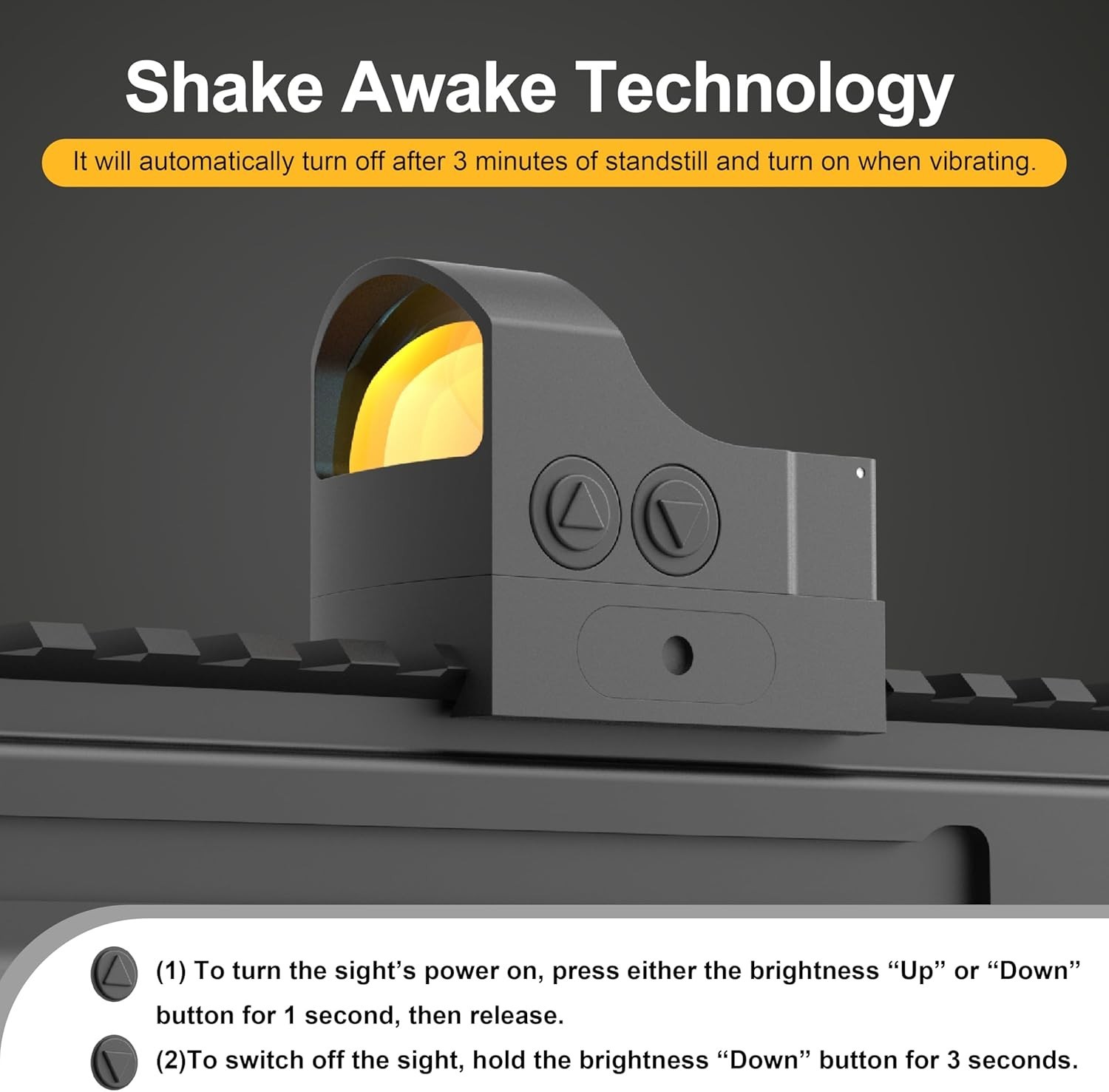 Micro LED Red Dot Sight 2 MOA Shake Awake Delta Point Footprint IPX7 M1913 Mount