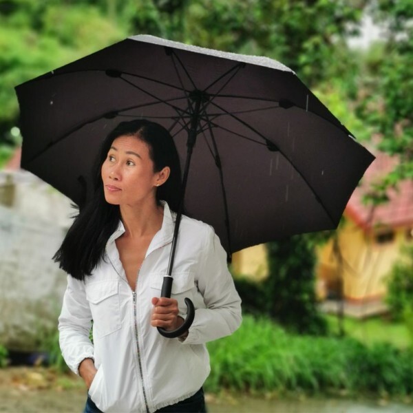 Security umbrella and selfdefense umbrella black J handle with tiny scratches