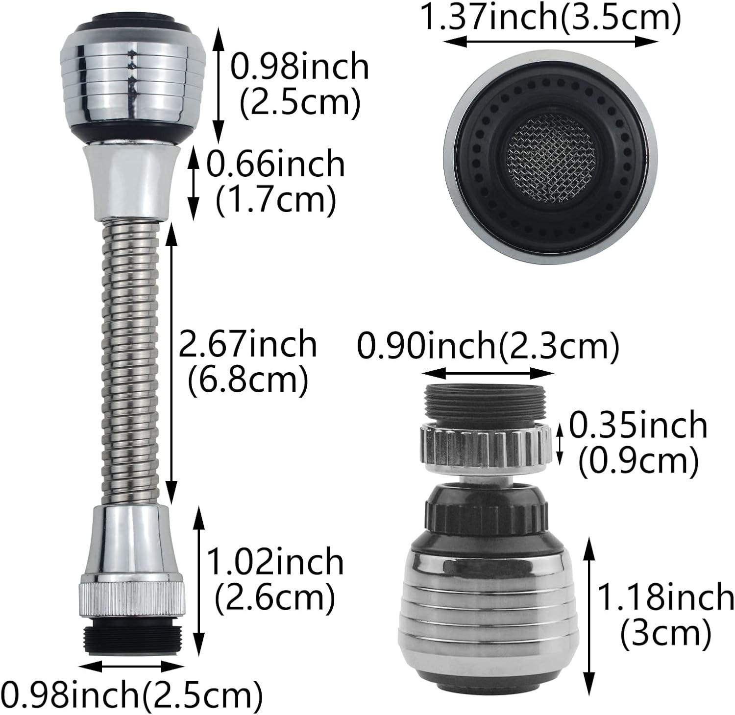 360° Faucet Extender Bendable Kitchen Sink Flexible Tap Spray Head Attachment 4p