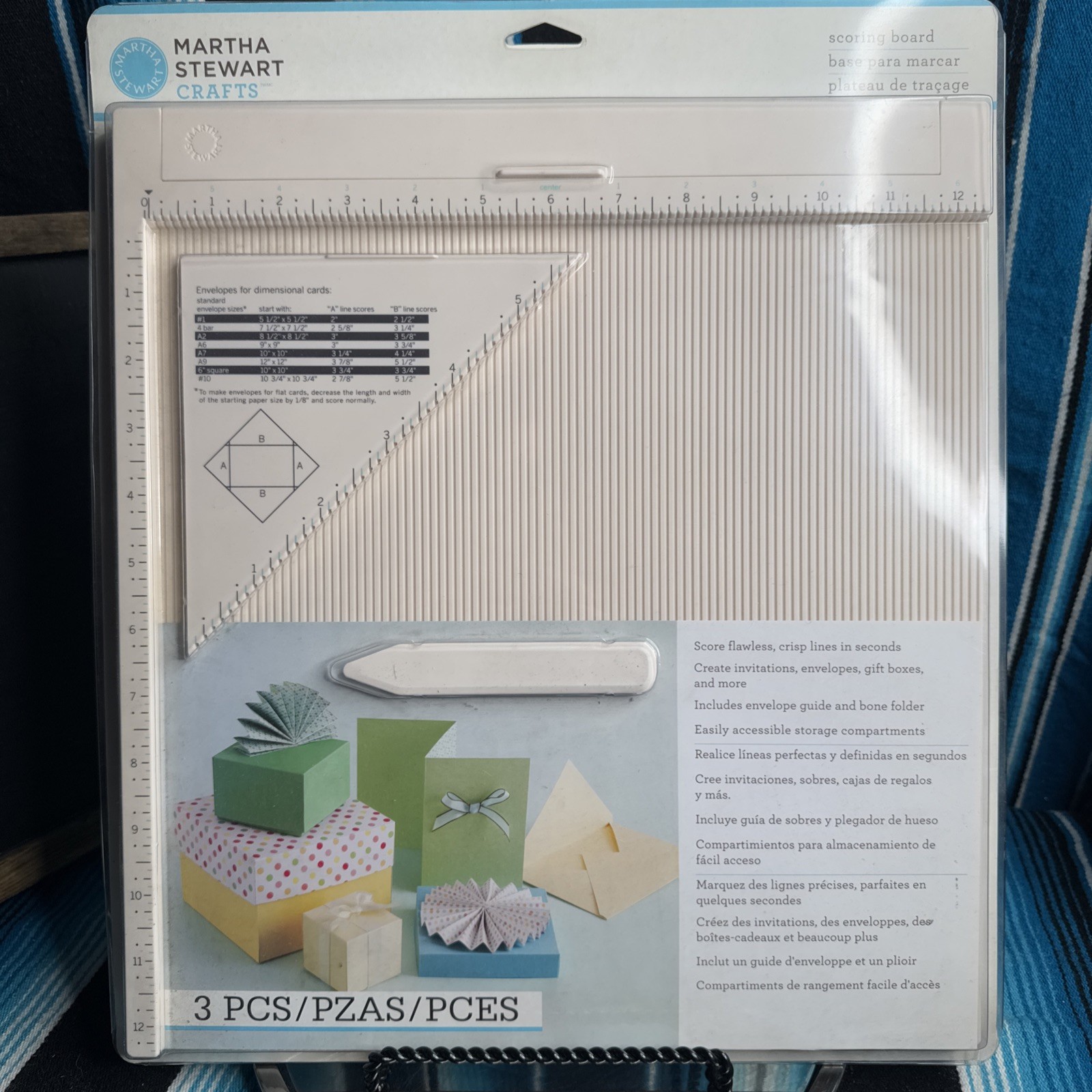 MARTHA STEWART Scoring Board & Envelope Tool 3 Piece Set 12 X 12 NEW