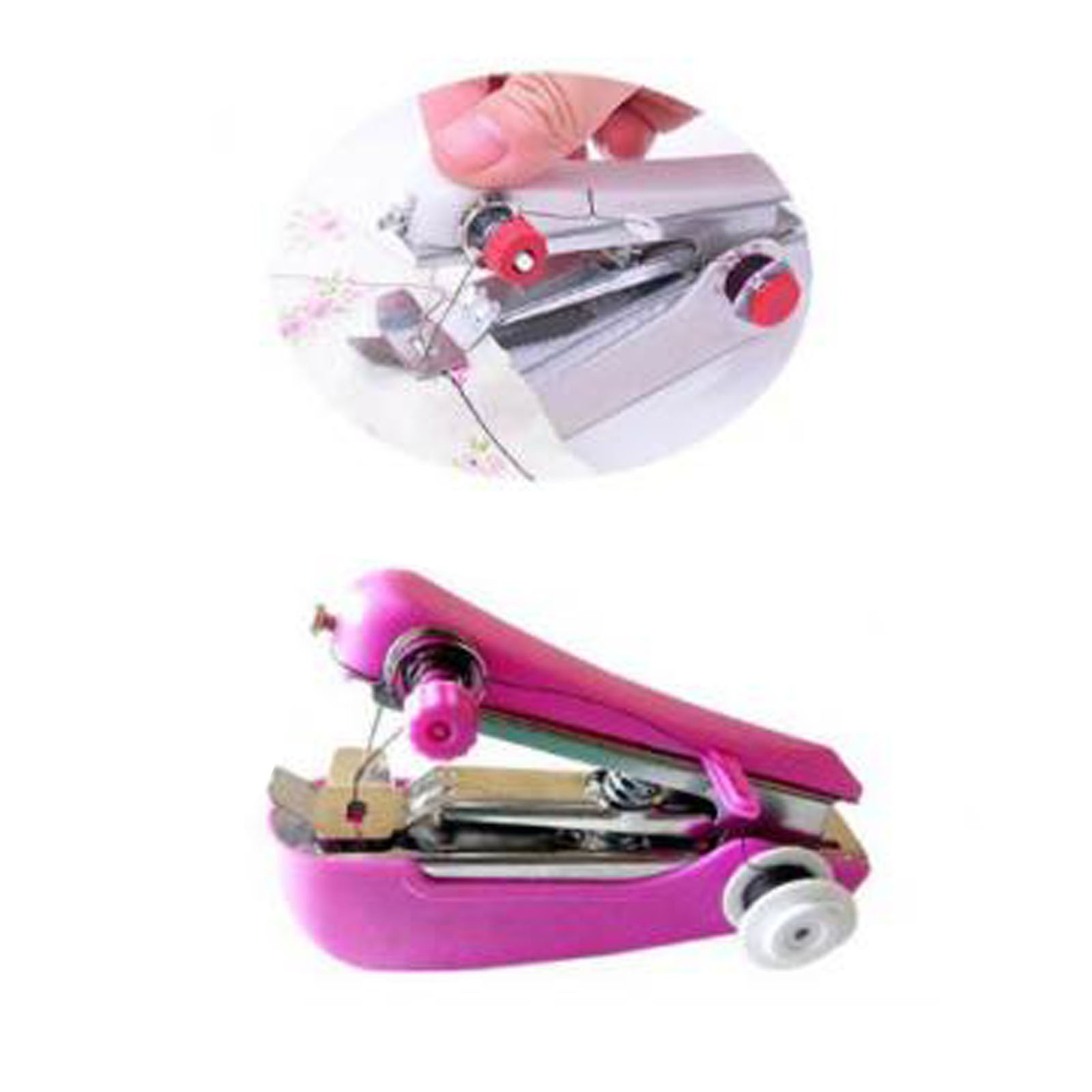 Pink Handheld Sewing Machine Portable Mini Manual Sewing Tool Hand Stitcher N