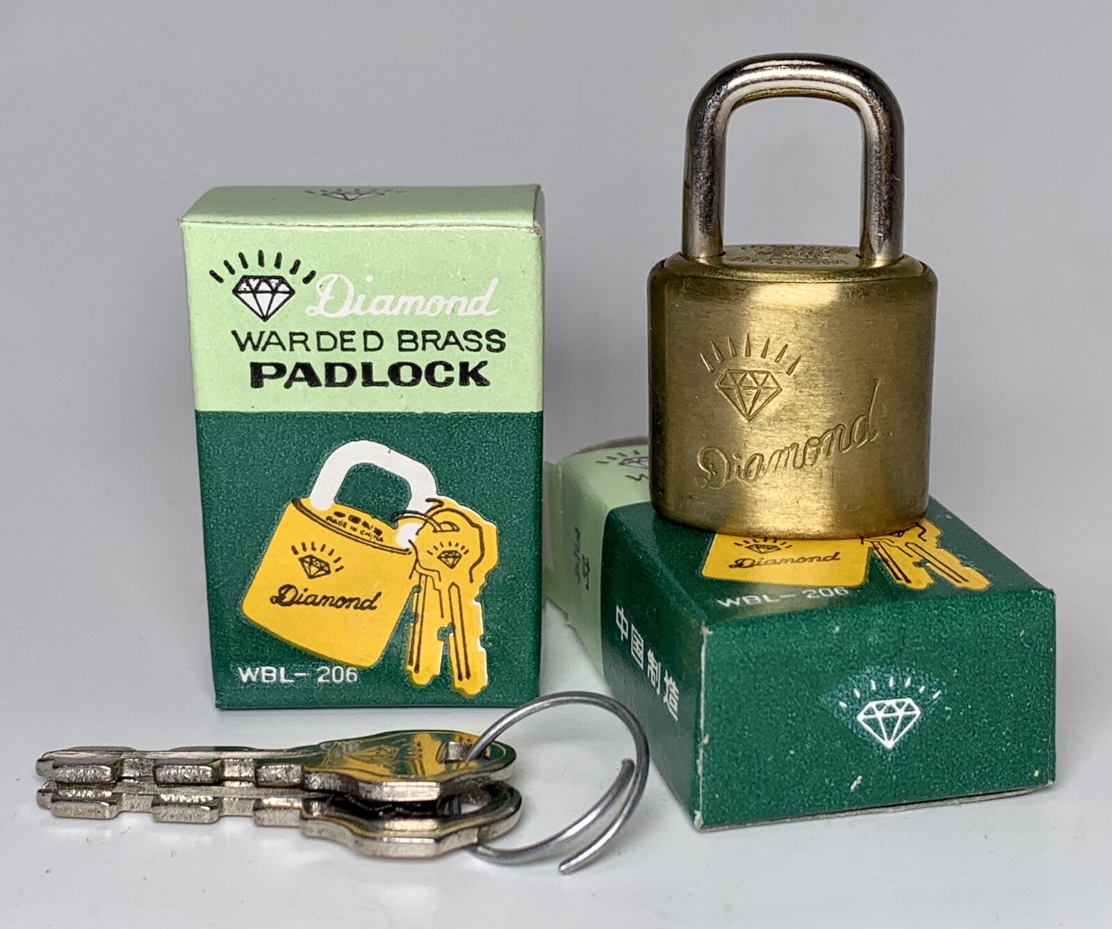 2pcs Vintage NOS Diamond Brand Luggage Padlocks 1 1/4” Tall: Brass 2 Locks NIB
