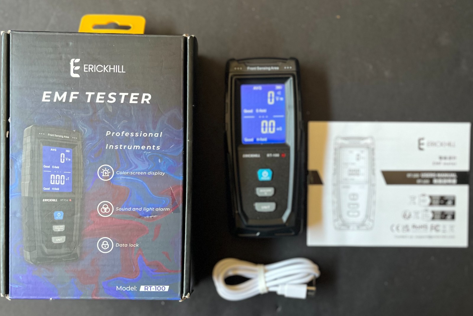 Erickhill Rechargeable RT-100 EMF Tester - RT-100 - Complete Kit