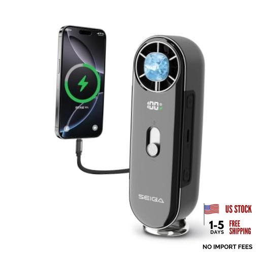 Metal Handheld Fan with Cooling Plate,10000mAh Power Bank | 16500 RPM Black