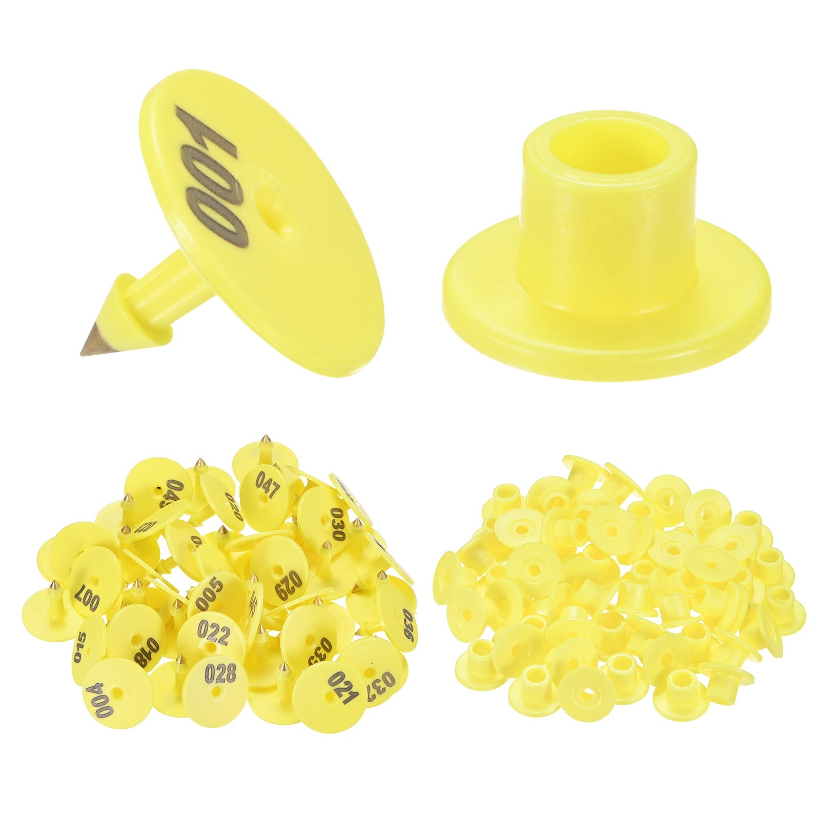 50-Pack Cattle Ear Tags 001-050 Number, Round Livestock Ear Tags [Yellow]